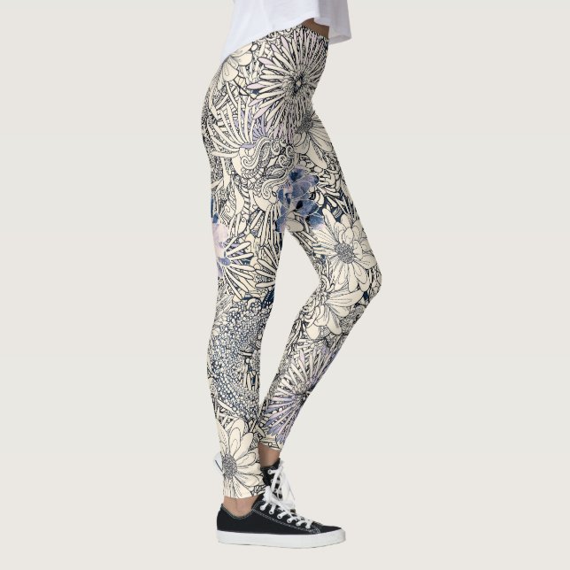 Legging Fundo Floral do Elegant Vintage Abstrato | (Direita)