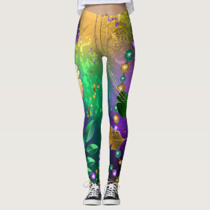 Legging Fundo márdi iridescente com miçangas