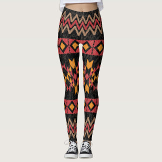 Legging Fundo Preto, Padrão Moderno Geométrico.