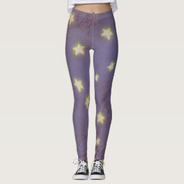 Legging Fundo Puro Vintage com estrelas brilhantes