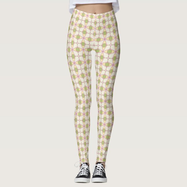 Legging Fundo retro colorido 3 do teste padrão (Frente)