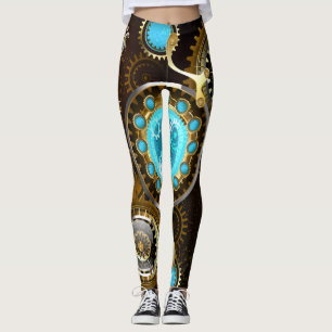 Legging Fundo Rusty Steampunk com Lentes Turquesa