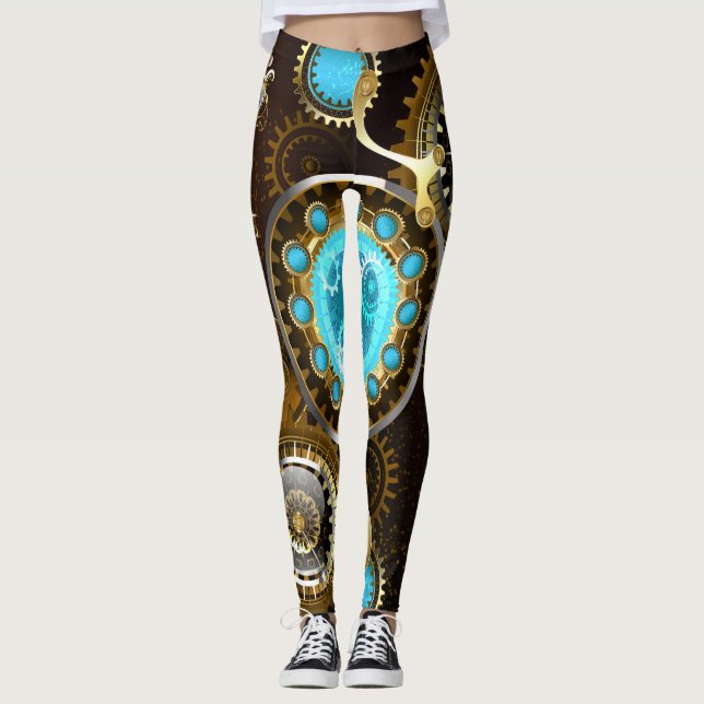 Legging Fundo Rusty Steampunk com Lentes Turquesa (Frente)