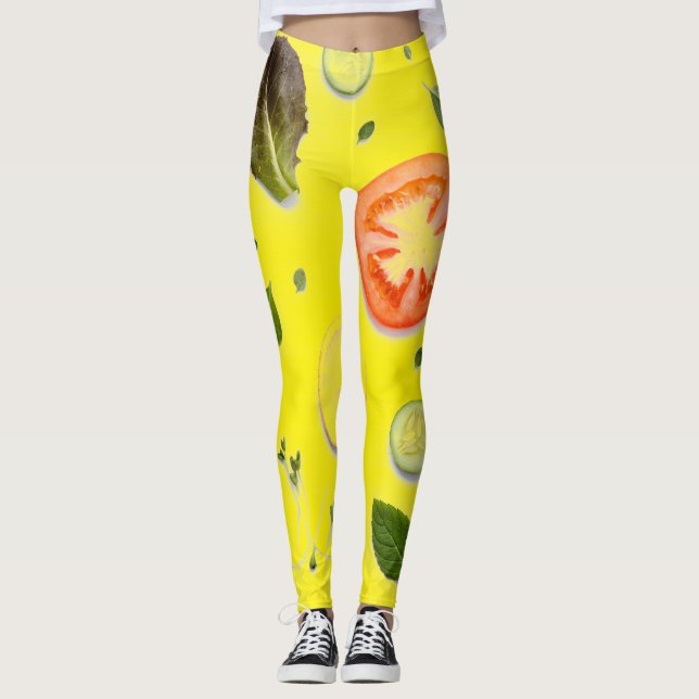 Legging Fundo transparente de salada e frutas (Frente)