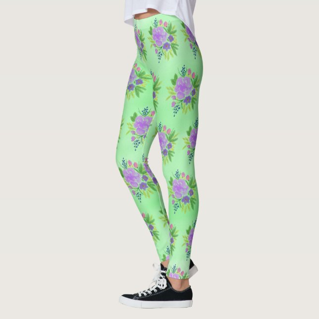 Legging Fundo Verde E Buquê (Esquerda)