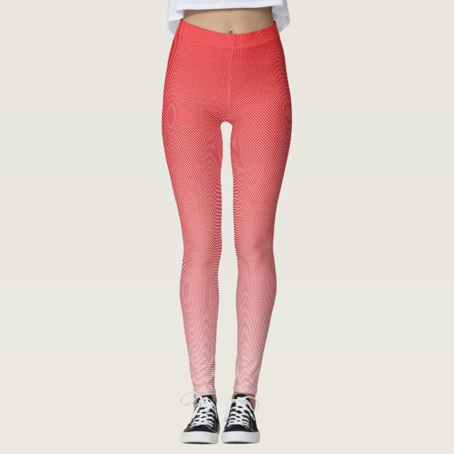 Legging fundo vermelho e branco com quadrados pequenos (Frente)