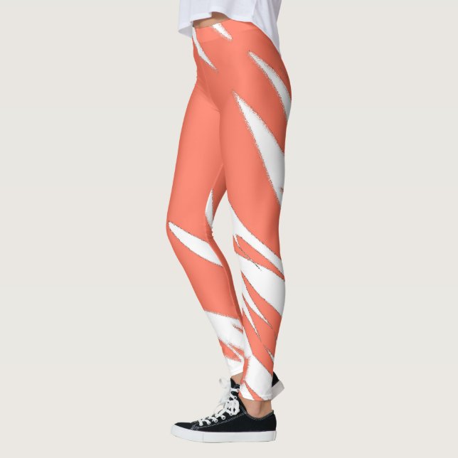 Legging Funky Abstrato Art Coral White (Esquerda)