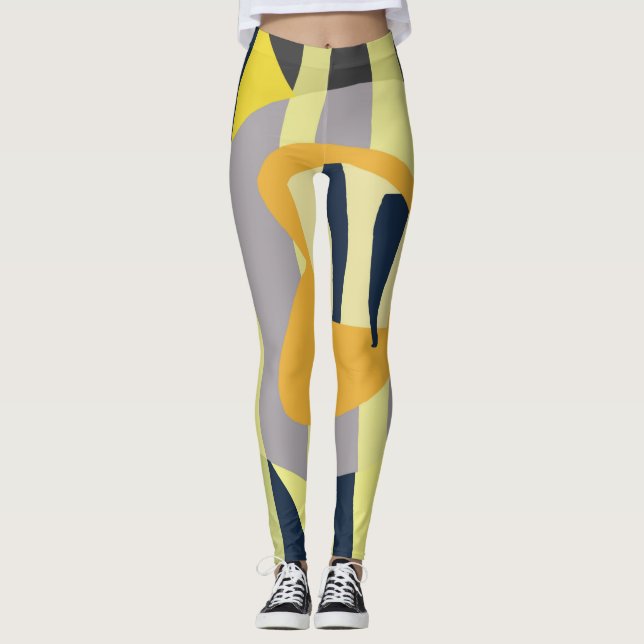 Legging Funky Abstrato Art Pale Pastel Amarelo (Frente)