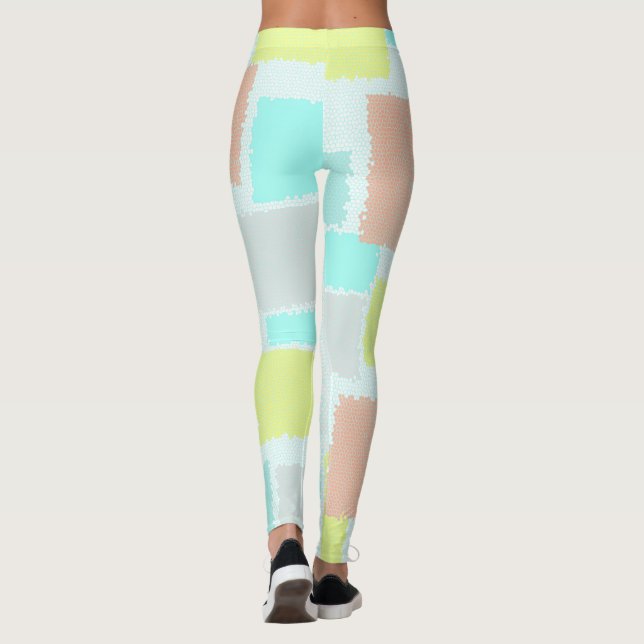 Legging Funky Abstrato Art Pastel Turquoise Amarelo (Verso)