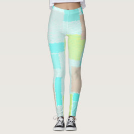 Legging Funky Abstrato Art Pastel Turquoise Amarelo