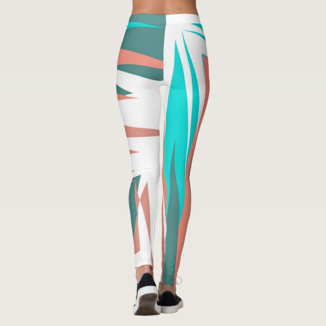Legging Funky Abstrato Art Pastel Turquoise White (Verso)