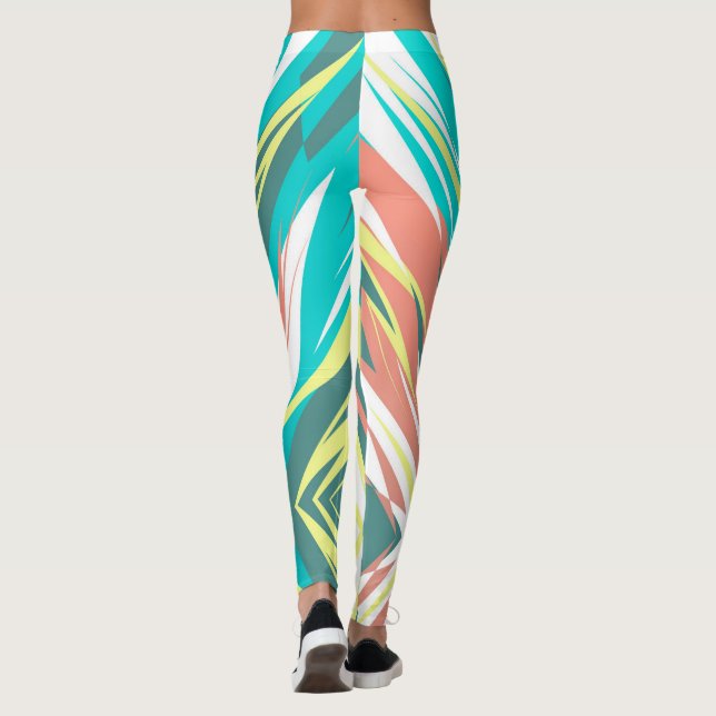 Legging Funky Abstrato Art Pastel Turquoise White (Verso)
