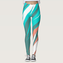 Legging Funky Abstrato Art Pastel Turquoise White