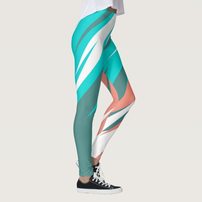 Legging Funky Abstrato Art Pastel Turquoise White (Direita)
