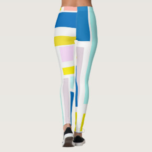 Legging Funky Abstrato Art Yellow Turquoise Pale Pastel