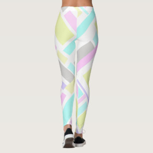 Legging Funky Abstrato Art Yellow Turquoise Pale Pastel