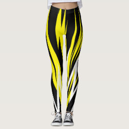Legging Funky Bold Abstrato Art Preto Amarelo