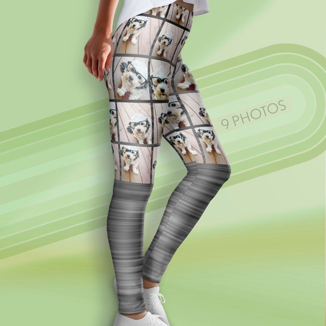 Legging Funky Motion e 9 colagens de fotos - podem editar  (Custom Photo Leggings - 9 Photos)