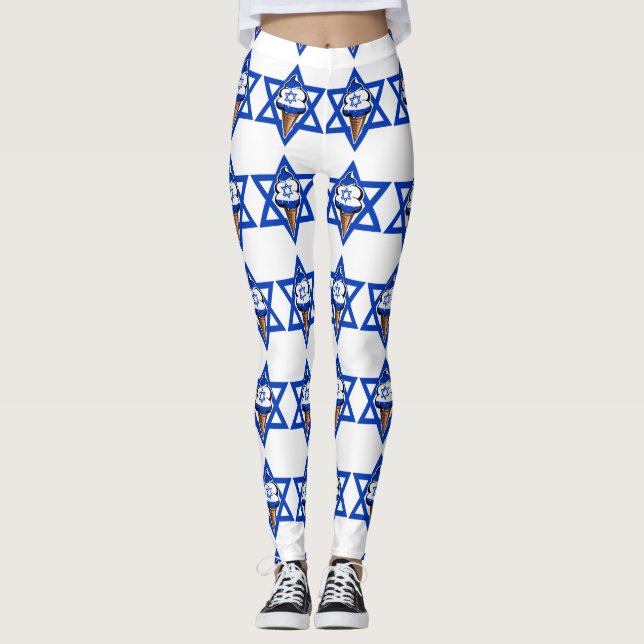 Legging Funny sorvete de bandeira israelita (Frente)