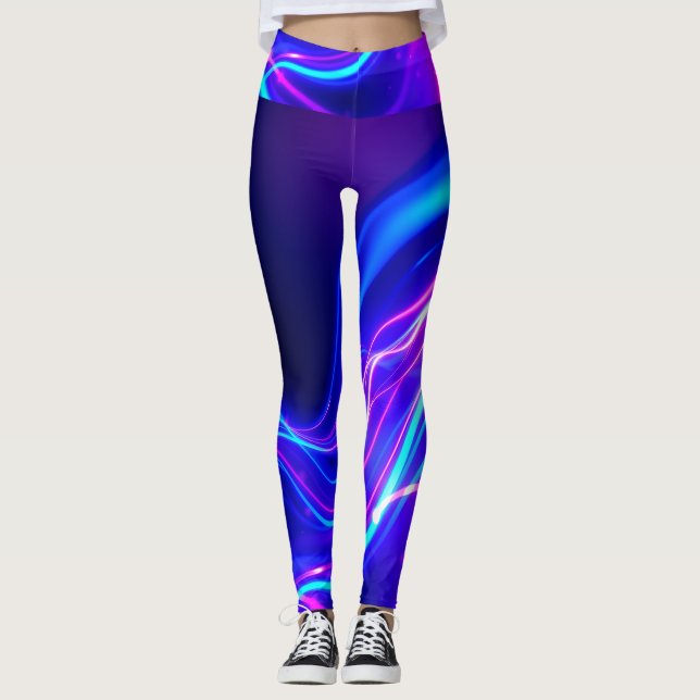 Legging Futuristic Neon Liquid Waves – Electric Energy Flo (Frente)