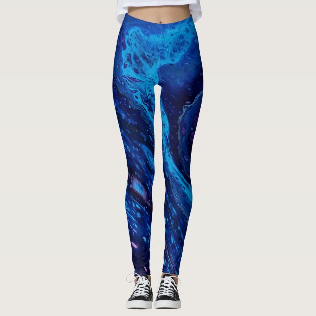 Legging Galáxia azul abstrata (Frente)