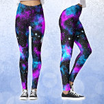 Legging Galáxia Azul e Púrpura Neon Yoga<br><div class="desc">Um incrível par de leggings ou calças de ioga com minha bela design de galáxia azul e roxa! As miras perfeitas para trabalhar ou fazer yoga e uma ideia de presente de novidade em excelente para alguém que gosta do espaço,  da galáxia leitosa,  das estrelas e da roupa fofa.</div>