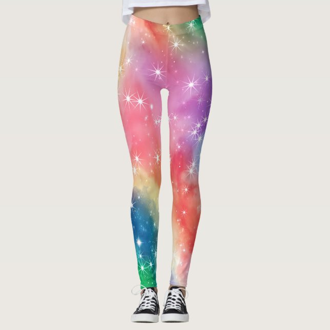 Legging Galáxia Brilho Arco-íris (Frente)