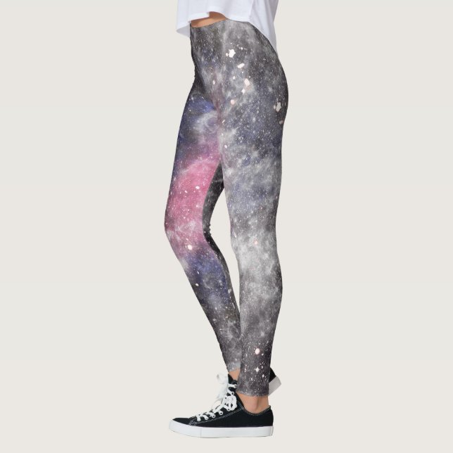 Legging Galáxia Cor-de-Rosa Yoga Branco (Esquerda)