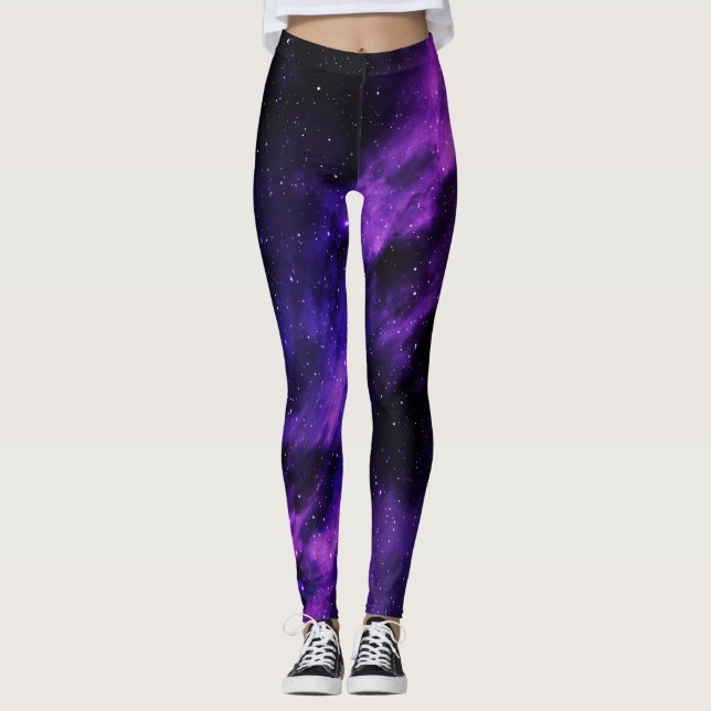 Legging Galáxia de Espaço Roxo (Frente)