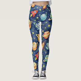 Legging Galáxia de Estrelas de Foguetes Planetas