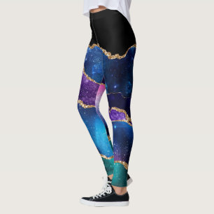 Legging Galáxia de Pedra de Agato Marmoreado Faux Brilhan