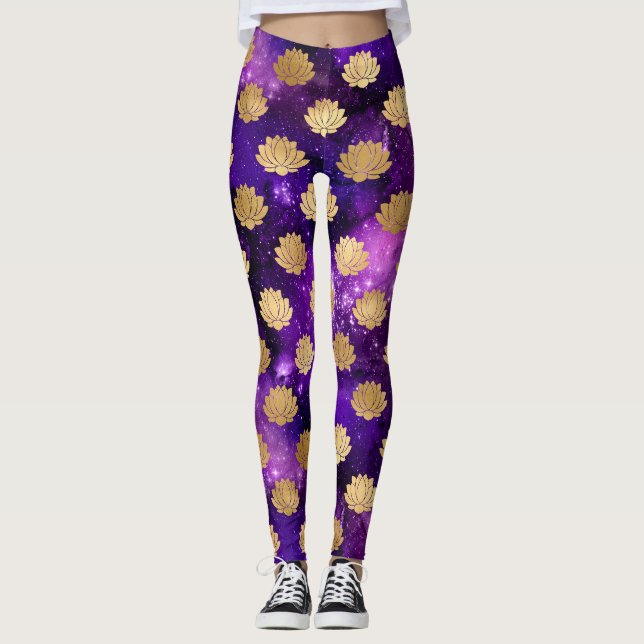 Legging Galáxia Dharma Mandala Dourado e Roxo (Frente)