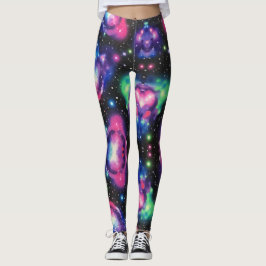 Legging Galáxia Em Cores Neonosas Padrão Sem Olhos