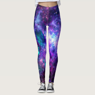 Legging Galáxia Fantasia Espaço Cósmico Roxo Azul Turquesa