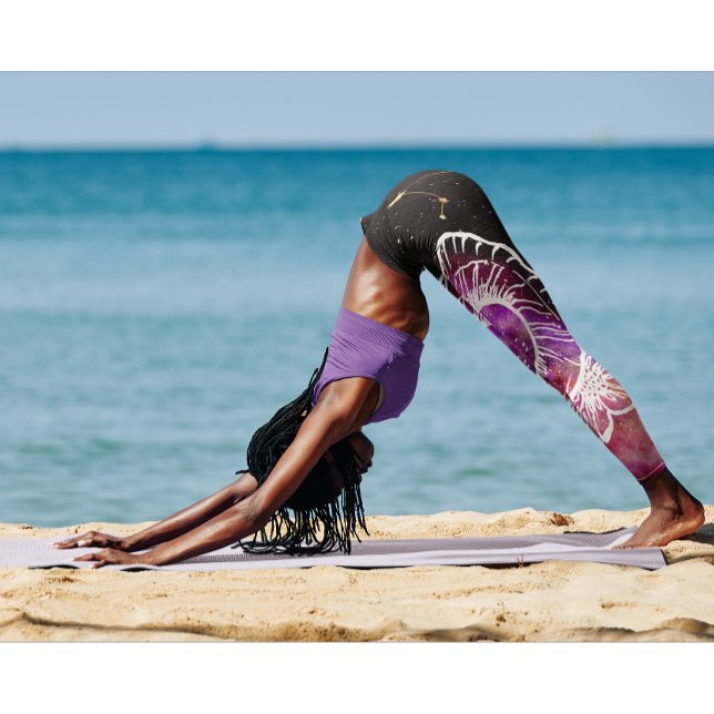 Legging Galáxia Rosa Púrpura Aries Constelação Zodiac Sina (Criador carregado)