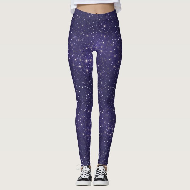 Legging Galáxia Roxa Moderna Universo Cósmico Espaço Estre (Frente)