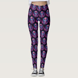 Legging Galáxia Trabalho de arte de medusa cósmica