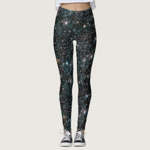 Legging Galáxias Estrelas Cósmicas de Preto Universo Espac