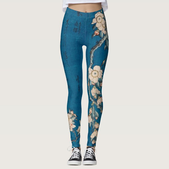 Legging Galeria Hokusai Bullfinch e Cereja de ChoroHD (Frente)