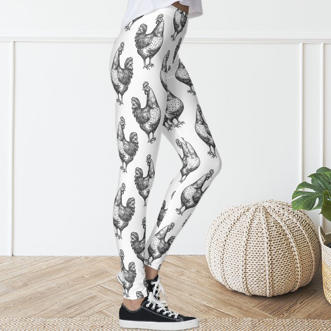 Legging Galinha-de-esboço preto-e-branco, de graça (Criador carregado)