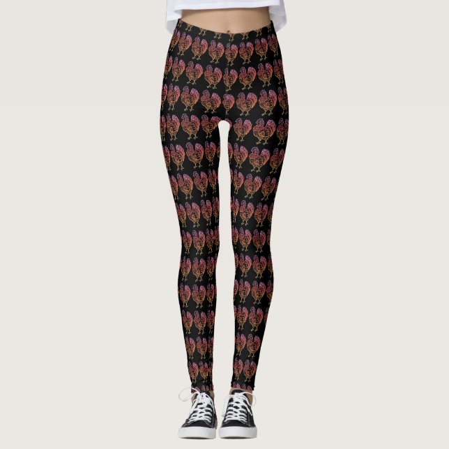 Legging Galinha ornamentado Lineart (Frente)
