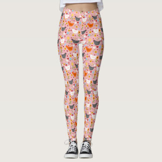Legging Galinhas do Pink Flor Garden