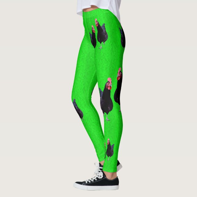 Legging Galinhas Negras Ao Verde limão, (Esquerda)