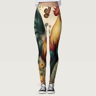 Legging Galo de Galinhas Vintage, estética e flor selvagem
