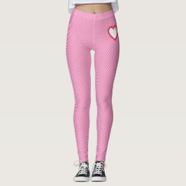 Legging Gamas de Diagonal Cor-de-Rosa Cuta com Coração