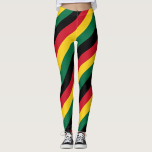 Legging Gana National Flag Colors Diagonal Strike