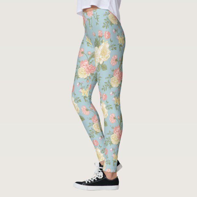 Legging Garden Peony Floral Patterno (Esquerda)