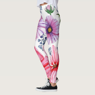 Legging Garotas de design com patins florais vibrantes