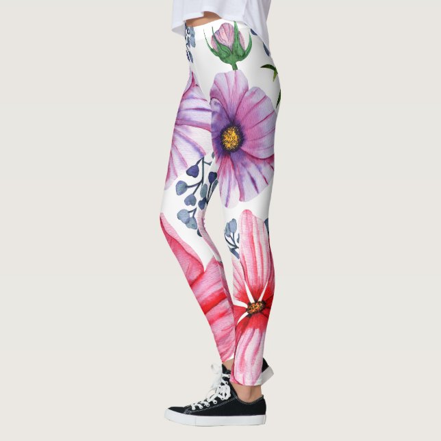 Legging Garotas de design com patins florais vibrantes (Esquerda)