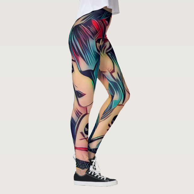 Legging Garotas góticas tatuadas com cabelo azul (Direita)
